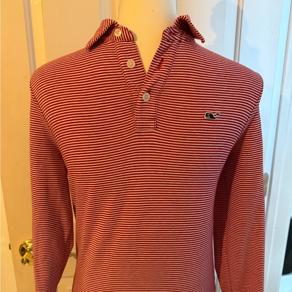 Vineyard Vines Boys Red Striped Shirt Size Medium